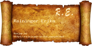 Reininger Erika névjegykártya